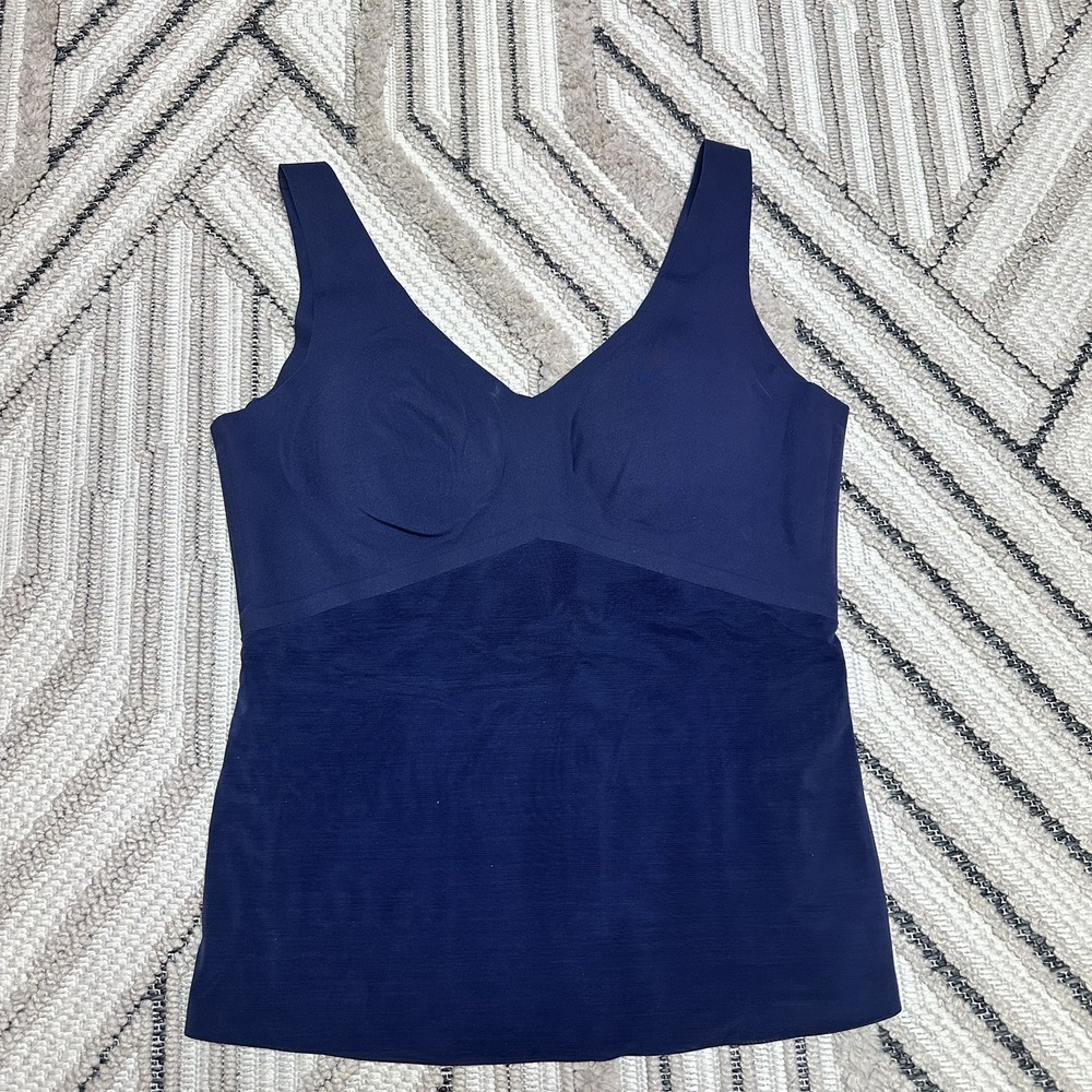 HoneyLove LiftWear Tank Navy Sz L Shaper Shapewear Built In Bra Compression